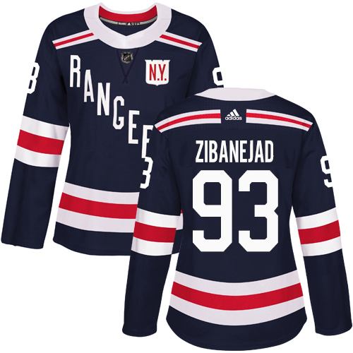 Adidas Rangers #93 Mika Zibanejad Navy Blue Authentic 2018 Winter Classic Women's Stitched NHL Jersey